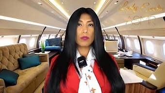 Sensual Flight Attendant With Big Natural Tits Gets A Handjob From Calentona