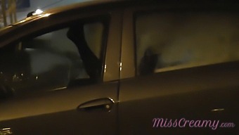 Misscreamy'S Public Parking Lot Threesome With A Stranger And Her Husband