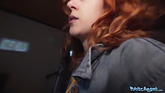 A Stunning Redhead Waitress Gives Oral Sex And Participates In Doggystyle Intercourse Outdoors
