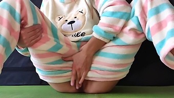 Young Woman In Pajamas Pleasures Herself And Experiences Female Ejaculation