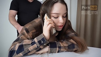 Russian Beauty Gets Fucked By Stepbrother While Talking On The Phone