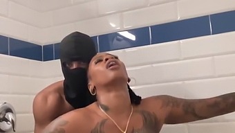 Interracial Shower Sex With A Black Man Using A Dildo