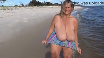 Enjoy A Musical Slideshow Of A Curvy Mature With Big Boobs On The Beach