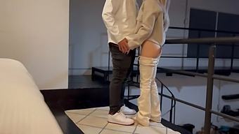 Teen (18+) Gets Amazing Foot Sex From Neighbor'S Wife In Her Own Room