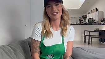 Big Tits And Ass Gets Fucked Hard By The Barista Guy